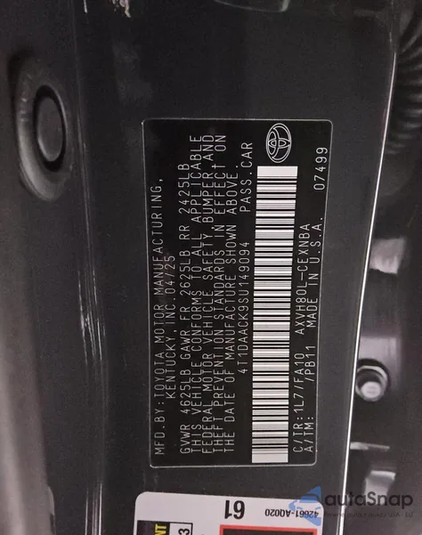 2025 Toyota Camry Xse z USA, uszkodzony, nr VIN 4T1DAACK9SU149094